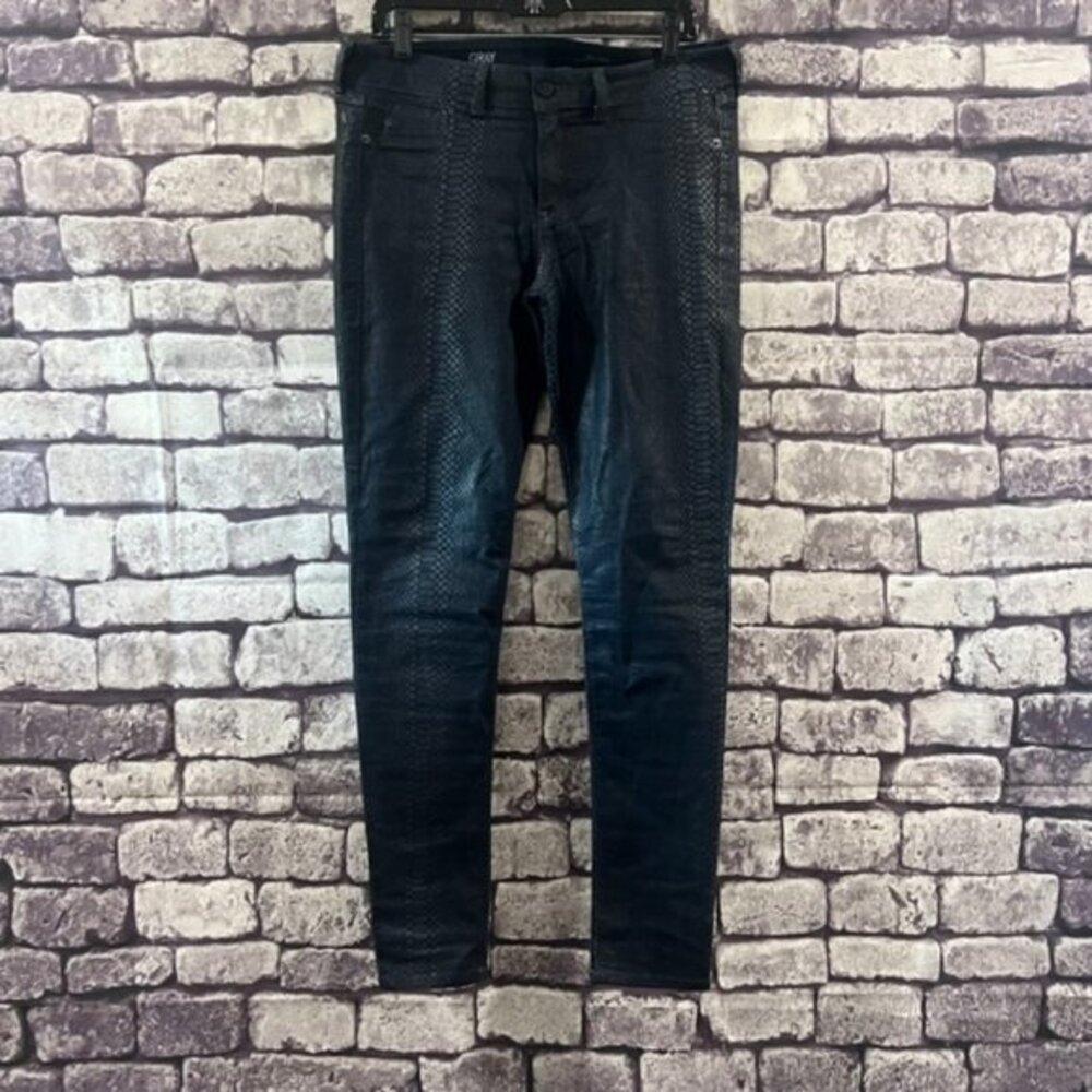Gray Saks Fifth Ave Black Animal Design Skinny Fit Pants Size 31